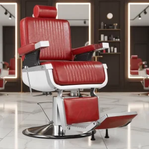 Professional Hydraulic Barber Chair for Hair Salon Beauty Spa Styling Station Red Leather Reclining Beauty Chair
