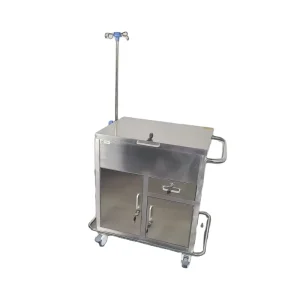 Professional ICU Stainless Steel Medical Emergency Trolley Hospital Nursing Treatment Cart with IV Pole Medicine Cabinet