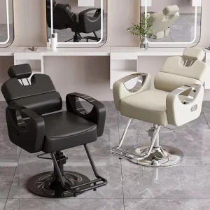 Professional Leather Beauty Salon Barber Shop Chair Modern Reclining Height Adjustable Swivel Turning Features Perming Coloring
