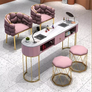 Professional Manicure Table Chair Set Factory Direct Nail Salon Furniture with Vacuum Cleaner OEM ODM Custom Logo