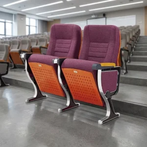 Professional Modern Auditorium Media Room Chairs Writing Pad Rear Fixed Wood Long Lasting for Cinema Church Theater