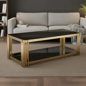 Professional Modern Design Convertible Tempered Glass Rectangle Coffee Table Durable Portable Storage Eco Friendly Living Room
