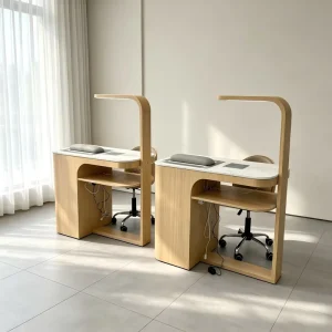Professional Modern Durable Wood Eco Friendly Beauty Nail Salon Manicure Table Chair Set Multiple Storage Space Nail Art