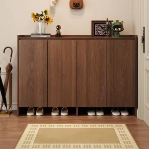 Professional Modern Foldable Shoe Cabinet Durable Wood Melamine Finish Hidden Handles Modular Design for Hotel Lobby Home Use