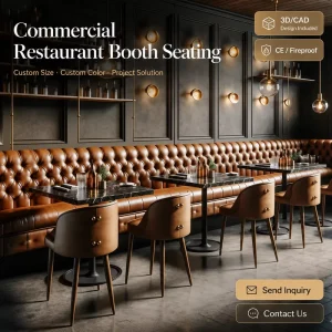 Professional Modern Marble Dining Table Set for Hotel Restaurant Use Coffee Shop Furniture with Long Wall Bench Seating Sofa