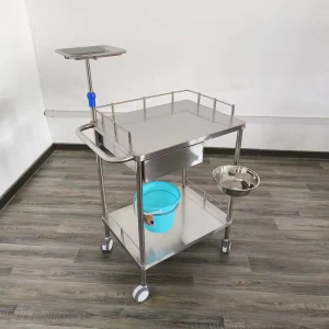 Professional Modern Stainless Steel Lightweight Multi Function Medical Trolley Hospital Nursing Cart Drawer Instrument Tray Bowl