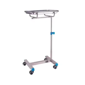 Professional Modern Stainless Steel Mayo Stand Medical Surgical Instrument Tray Trolley Adjustable Height Smooth Castors