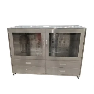 Professional Modern Stainless Steel Surgical Instrument Storage Cabinet Glass Doors 4 Drawers Durable Eco Friendly Hospital