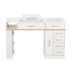 Professional Multi functional Modern Nail Art Desk Manicure Station Nail Table 3 Drawers for Salon Living Room Use