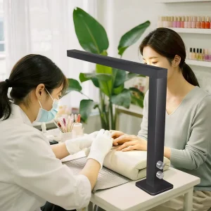 Professional Nail Art Desk Lamp High CRI LED Precision Light Control Manicure 48W Gold L shaped LED Nail Table Lamp Beauty Salon