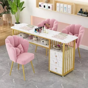 Professional Nail Table and Chair Set Salon Furniture Single Double Manicure Table OEM ODM Custom