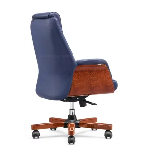 Professional Office Furniture Chairs Wood Back Blue Leather Swivel Conference Chair Classical Company Meeting Visitor Chair