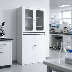 Professional PP Laboratory Cabinet Half Glass Door Adjustable Solid Shelves Chemical Storage Medical Use
