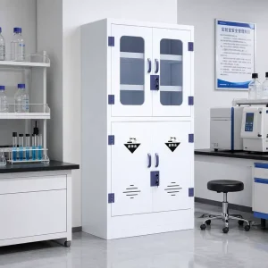 Professional PP Laboratory Cabinet with Half Glass Doors Adjustable Solid Shelves for Chemical Storage and Medical Use