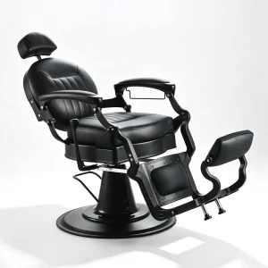Professional Reclining Barber Chair Adjustable Headrest Footrest Hydraulic Pump Black Retro Salon Furniture Hairdressing Chair