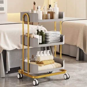 Professional Rolling Beauty Trolley with Silent Swivel Wheels Modern Design for Salon Hotel Use