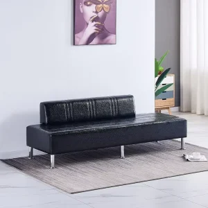 Professional Salon & Mall Waiting Area Nappa Leather Sofa and Chair with Metal Legs Dark Green/Dark Brown Modern Design