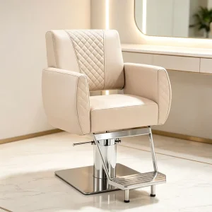 Professional Salon Station Heavy Duty Hydraulic Reclining Leather Barber Chair with 360 Degree Rotation and Ergonomic Design