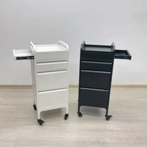 Professional Salon Trolley Heavy Duty Metal Beauty Cart with 3 Drawers and Side Sliding Tray for Hairdresser Barber SPA