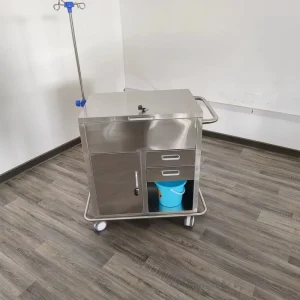 Professional Stainless Steel Hospital Medical Trolley Dressing Cart Medicine Cabinet Nursing Treatment Cart with Lockable Drawer