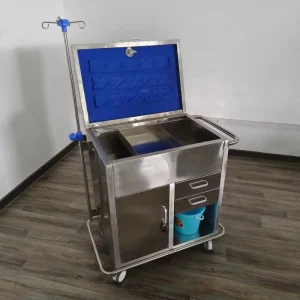 Professional Stainless Steel Hospital Medical Trolley Nursing Dressing Cart Medicine Cabinet with Lockable Drawer for Clinic ICU