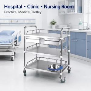 Professional Stainless Steel Medical Equipment Trolley 3 Layer Hospital Cart for Clinic and Hospital Use