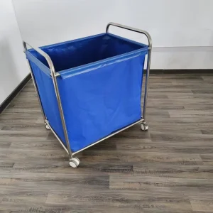 Professional Stainless Steel Medical Laundry Trolley Linen Cart Hospital Nursing Dirty Clothes Bag Cart with 2 Handles for ICU