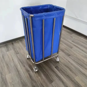 Professional Stainless Steel Medical Linen Trolley Laundry Cart Hospital Nursing Dirty Clothes Bag Cart with Wheels for Hospital