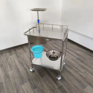 Professional Stainless Steel Medical Trolley Hospital Furniture Nursing Dressing Cart with Drawer Bowl Bucket for Clinic ICU