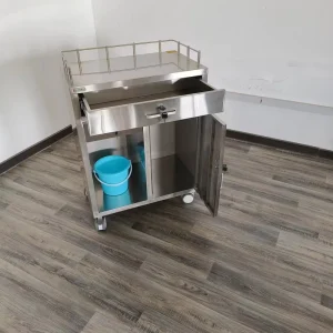 Professional Stainless Steel Medical Trolley Medicine Cabinet Hospital Furniture Nursing Dressing Cart with Lockable Drawer Door