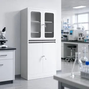 Professional Steel Contemporary Design Laboratory Cabinet Half Glass Door Adjustable Solid Shelves Chemical Hospital