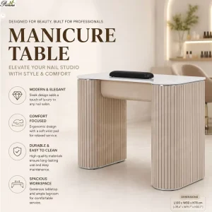 Pronne Beauty Glass Top Nail bar Beauty Salon Vented Nail Manicure Table for Gel Nail