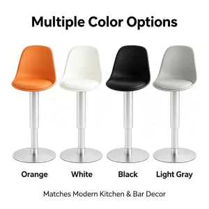 Pu Bar Stool High Chair Rotatable and Adjustable Height Modern Metal Bar Stool
