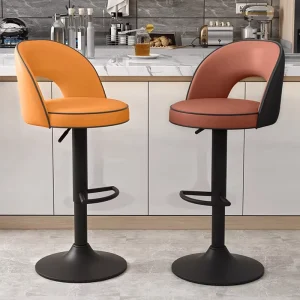 Pu Leather Bar Stools and Restaurant High Chairs for Kitchen Waterproof Adjustable Swivel Bar Chair