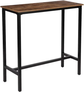 Pub Bar Table with Metal Frame Stand Desk Entry Way Table for Dining Room