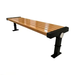 Public Outdoor Bench Rustproof Single Cast Aluminum Stand and Solid Wood Seat for Community and Park