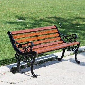 Public Park Bench Seat Aluminum Wooden Sitting Chair Garden with Armrest Outdoor Benches with Backrest