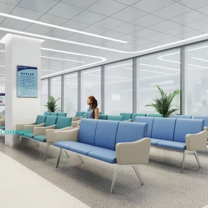 Public Reception Area Leather Hospital 3 Seater Waiting Room Chairs Waiting Area Airport Bank Visitor Chairs