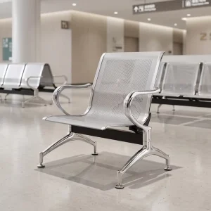 Public Waiting Chair Single Seat Cold Rolled Steel Perforated Panel Chrome Leg Airport Clinic Lobby Beam Seating ISO 9001
