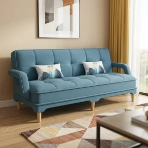Pull Out Small Folding Single Corner Linen Fabric Sofa Bunk Bed with Storage for Hotel Mall Use