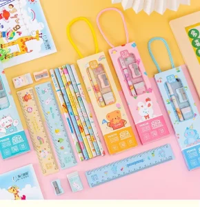 Pupils Reward Multi-Design Box Packaging Small Gifts Five-in-One Pencil Stationery Set Student Creative for Supply