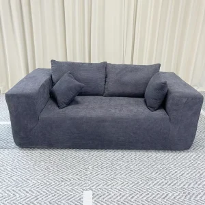 Pure Sponge Vacuum Compressed Corduroy Upholstered Square One Seat Sectional Sofa for Small Living Rooms and Basements Fabric