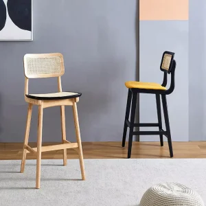 Purelyfeel Solid Wood Bar Chairs High Legged Stools Modern Luxury Restaurant Leisure Dining Chairs