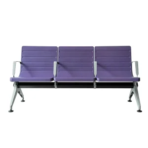 Purple Armrests Medical Office Hospital Waiting Chairs 3 Seater Durable Eco Friendly Metal Modern Airport Hotel Bench