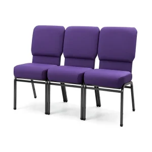 Purple Padded Church Chair Upholstered Worship Seating Metal Frame Stackable Auditorium Chair for Hotel Hall