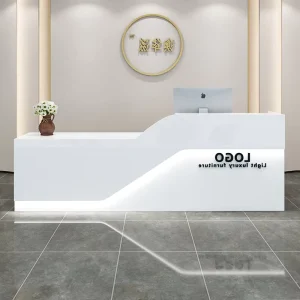 QT 72 Modern Office Reception Desk Small Pink Luxury for Hotel Hospital Supermarket Use Customizable Sizes Wood Material