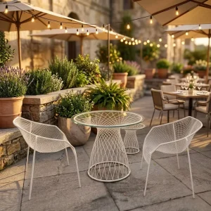 Quality Durable Stackable Steel Contemporary Outdoor Cafe Dining Garden Leisure Chair