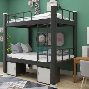 Quality School Dormitory Bunk Bed Furniture Metal Bed Steel Dormitory Bunk Bed Adult Size Tempat Tidur Susun Logam