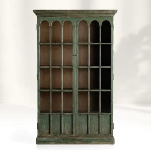 R Solid Wood Bookcase American Retro Do Old Glass Door Decorative Cabinet Living Room Locker Display Cabinet Custom