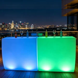 RGB Illuminated LED Bar Set Commercial Modern Hotel Plastic Party Furniture for Nightclub Cafe KTV Lounge